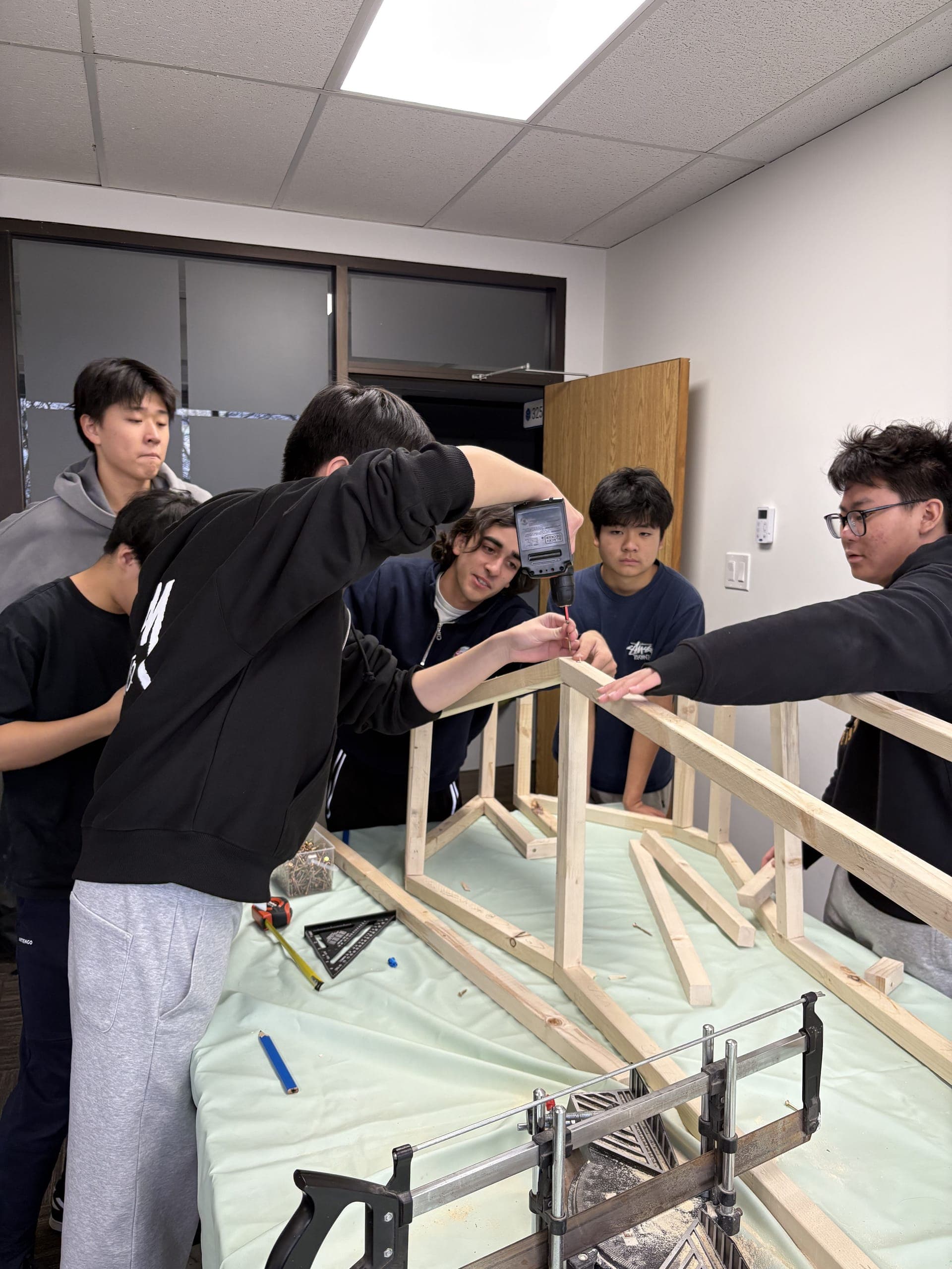 Students collaborating on a team project